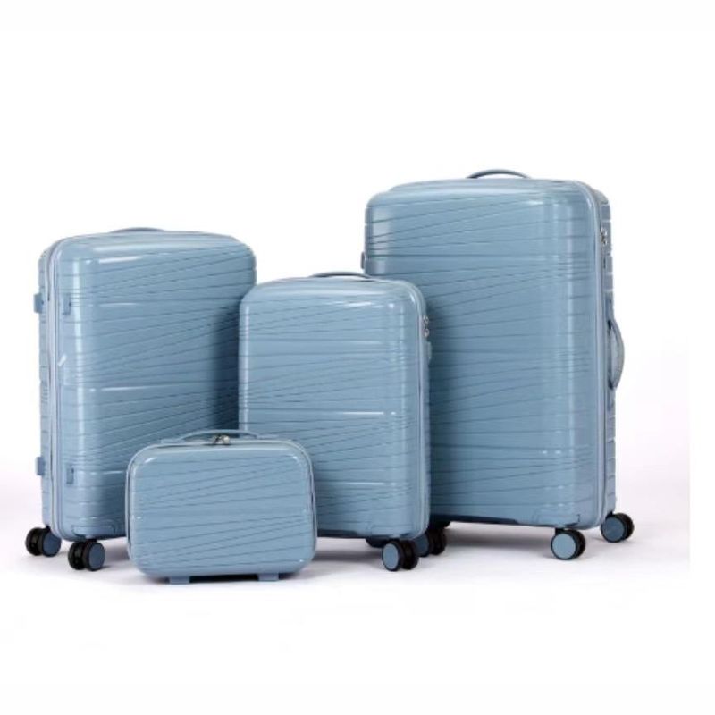 Juego de 4 maletas de polipropileno con cierre de cremallera y ruedas giratorias (13" + 20" + 24" + 28") – Maletas de viaje ligeras y resistentes a los arañazos_voghion.com