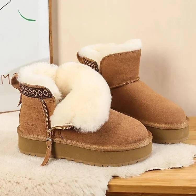 Women's Shoes Side-Zip Snow Boots – Shearling Lined Winter Shoes (Waterproof & Slip-Resistant)_voghion.com