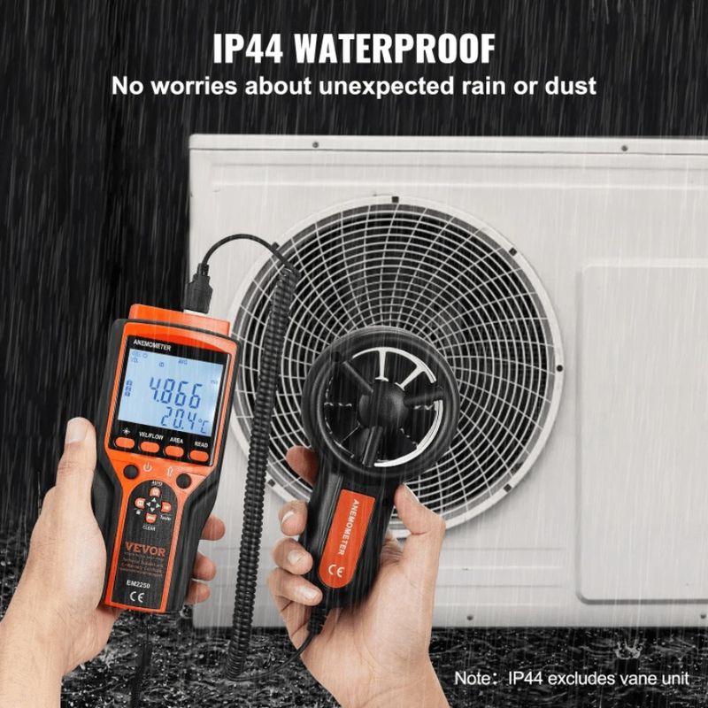 Schermo della temperatura del vento CFM Velocità del vento Anemometro digitale Misuratore di portata portatile LED retroilluminato diviso con misura della velocità del vento_voghion.com