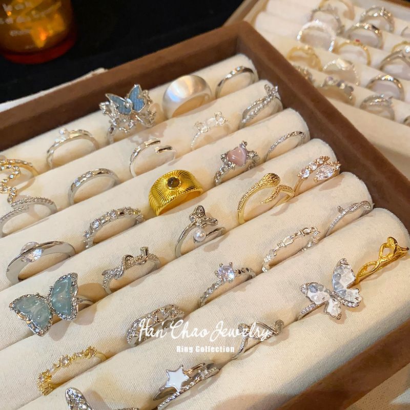 High-End Zircon Inlaid Diamond Open Ring For Women, Light Luxury Niche Fashion Index Finger Ring, Internet Celebrity_voghion.com