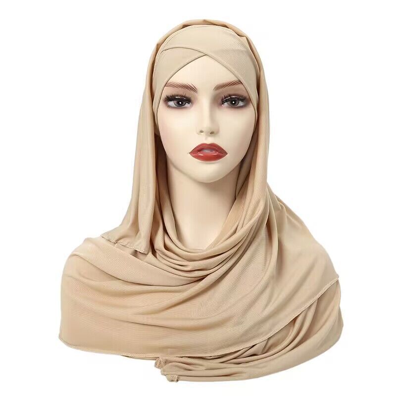 Nuova sciarpa elastica lunga incrociata monostrato tinta unita per donna, sciarpa e foulard_voghion.com