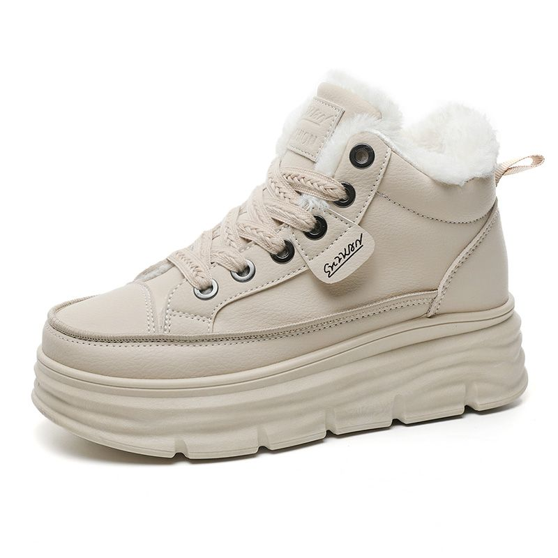 Zīmola rūpnīcas veikals ziemas plīša sieviešu apavi ar augstu augšdaļu, moderni, silti, neslīdoši, ūdensizturīgi_voghion.com