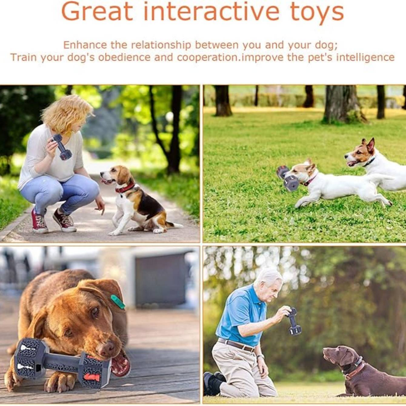 Tough Chew Toys For Aggressive Dogs - Indestructible Dental Care Dumbbell For Teeth Cleaning And Training - Natural Rubber, Medium To Large Breeds_voghion.com