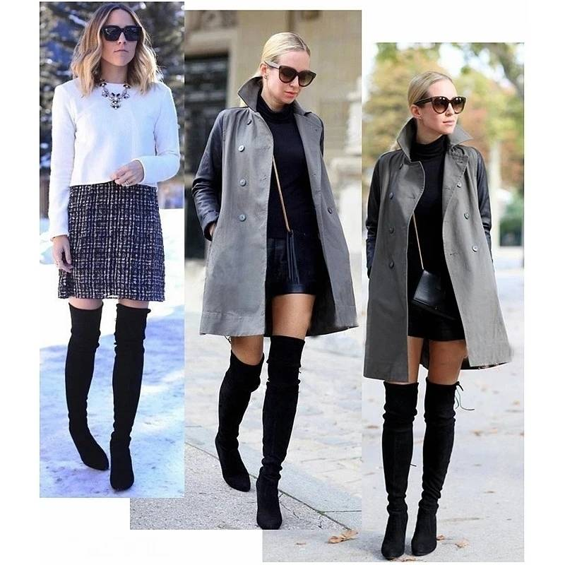 Fashion Over The Knee Women Boots Stretch Fabrics High Heel Slip On Shoes Pointed Toe Woman Long Boots Size Plus Size S015_voghion.com