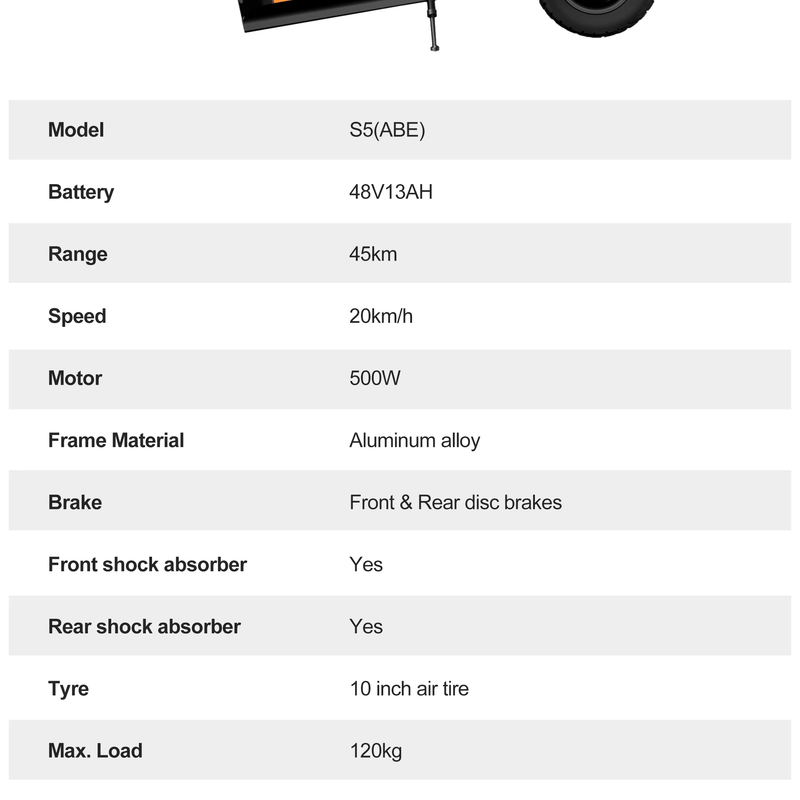 JOYOR S5 Pro elektrische scooter met ABE-certificering 10-inch banden 48V 26Ah-accu, 500W-motor, 25 km/u maximale snelheid 70-100 km bereik_voghion.com