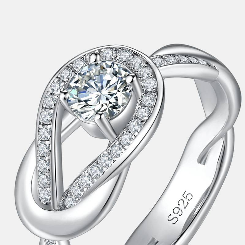 Anello con bottone in argento S925 con moissanite femminile circondata da zircone, anello da dito, stile semplice e alla moda_voghion.com