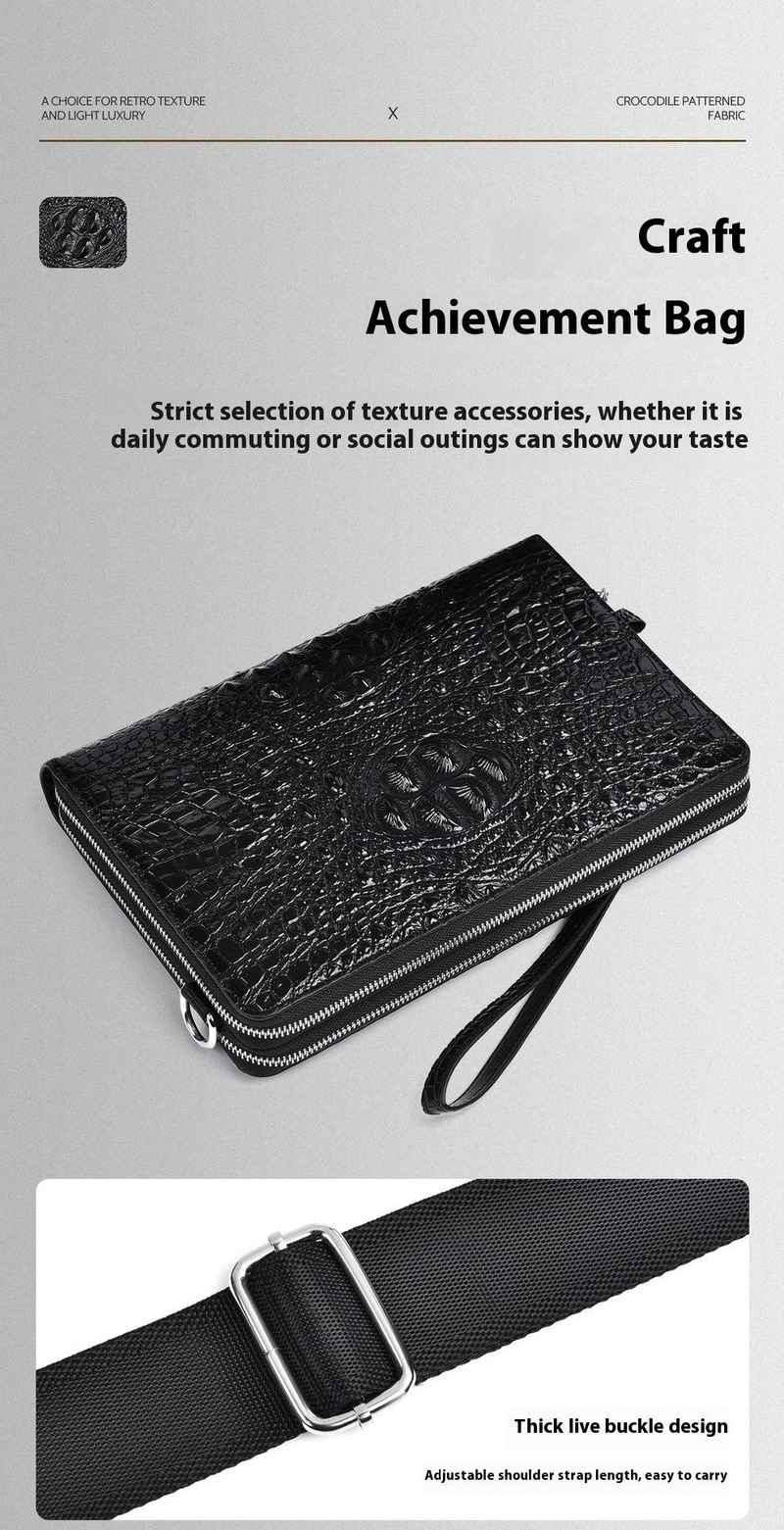 Men's Crocodile Pattern Leather Messenger Bag - Large Capacity Business & Casual Crossbody Bag Multi-Functional Designer Handbag_voghion.com