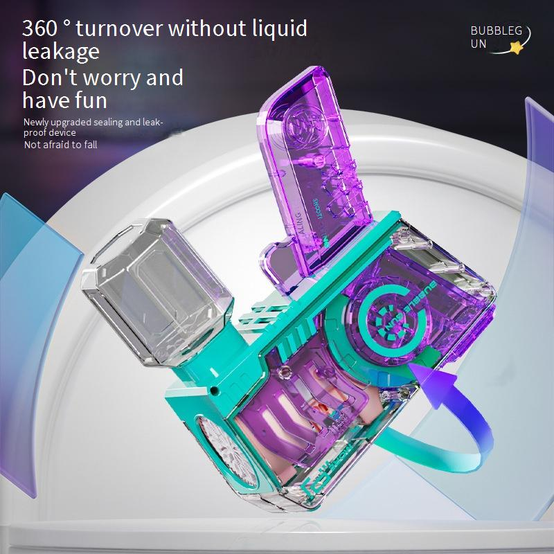 Kids Transparent Bubble Blaster - Automatic Handheld Bubble Gun 500+ BPM Outdoor Play & Party Toy With LED Lights_voghion.com