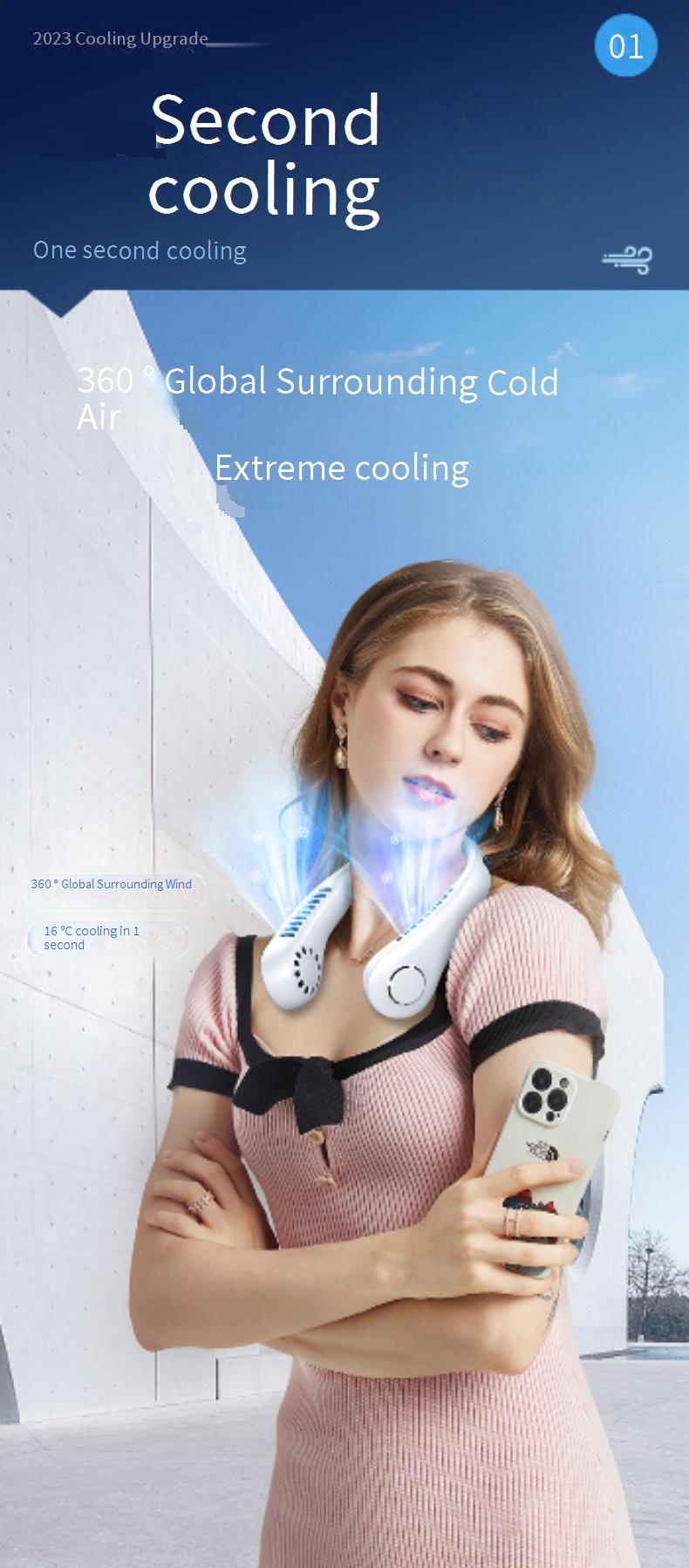 Bladeless Neck Fan - USB Wearable Personal Fan (≤25dB Quiet Adjustable Speed) For Office/Outdoor/Sports_voghion.com