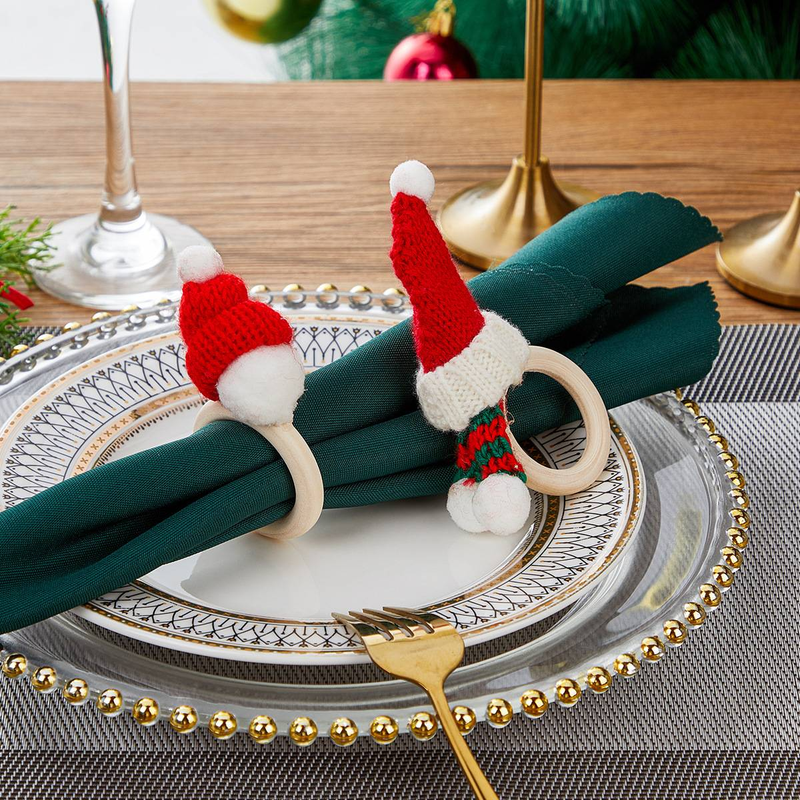 Christmas Mini Scarf, Napkin Buckle, Red Hat, Napkin Ring, Wine Bottle Decoration Ring, Christmas Ornaments_voghion.com