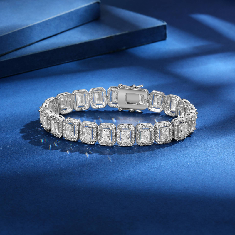 Men And Women's Jewelry - Square Hip Hop Cuban Link Bracelet With Zirconia Inlay, Trendy Geometric Design, Unisex Fashion Accessory_voghion.com