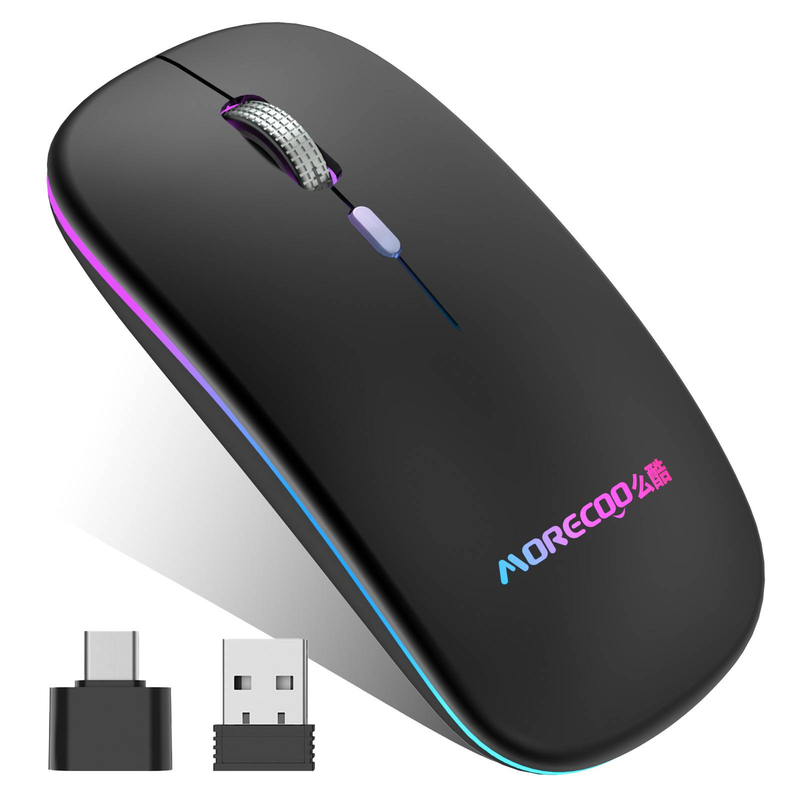Ratón inalámbrico Bluetooth 5.0 de modo dual: clic silencioso, diseño ergonómico, 1600 DPI ajustable para portátil, tableta y teléfono inteligente._voghion.com