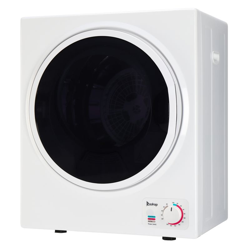 Sèche-linge portable compact de 2,5 kg, capacité de 1,6 pi³, tambour en acier inoxydable, noir et blanc, 220 V ~ 240 V, contrôle mécanique, certification CE/ROHS._voghion.com