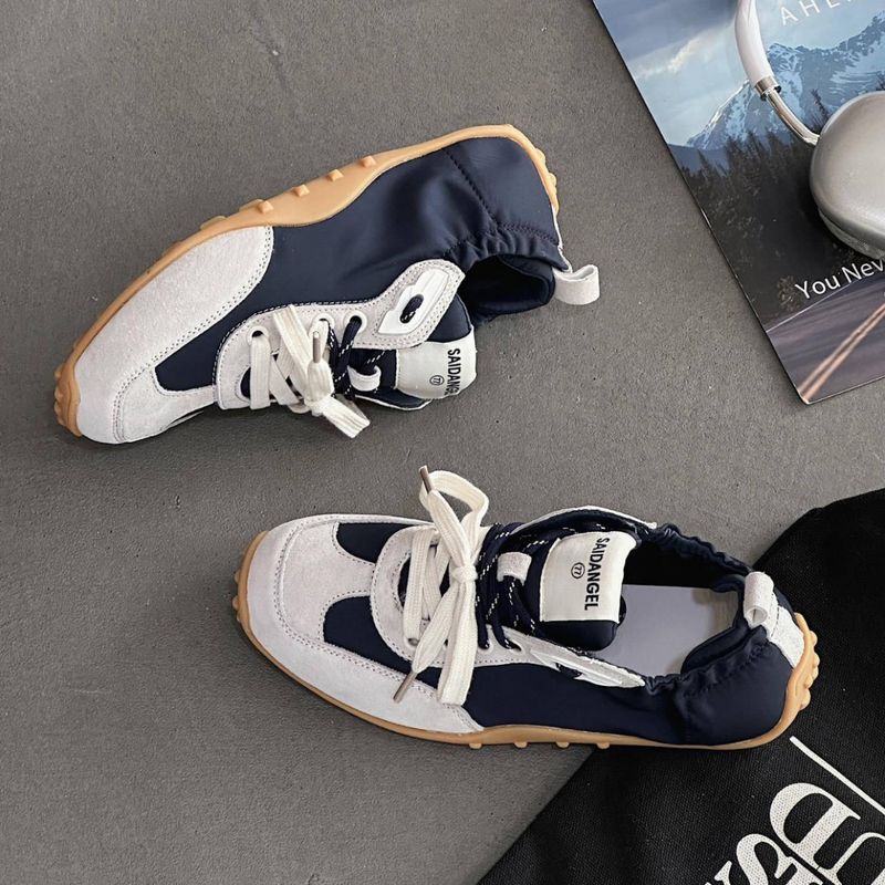 Scarpe da ballo da donna in pelle con doppio laccio, in stile europeo, per l'allenamento nel 2025, nuove scarpe casual con suola morbida e blocchi di colore_voghion.com