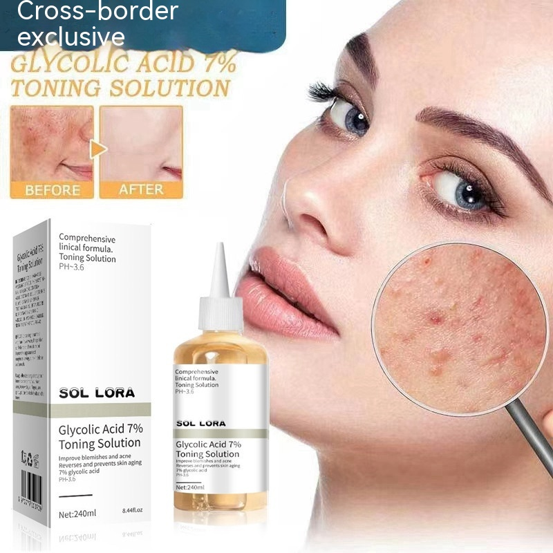 SOL LORA Toner Γλυκολικού Οξέος για αφαίρεση, ξεθώριασμα σημαδιών ακμής, αφαίρεση κλειστής ακμής, ενυδατικό και θρεπτικό νερό μακιγιάζ του δέρματος_voghion.com