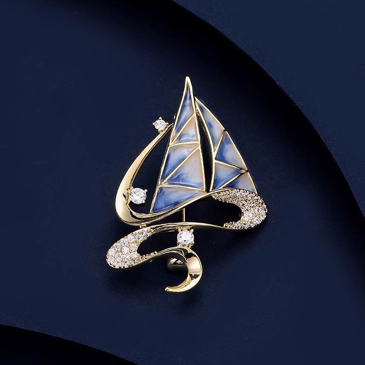 Smooth Sailing Brooch High-end Women's Delicate Enamel Sailing Brooch Niche Design Pin Suit Accessories_voghion.com