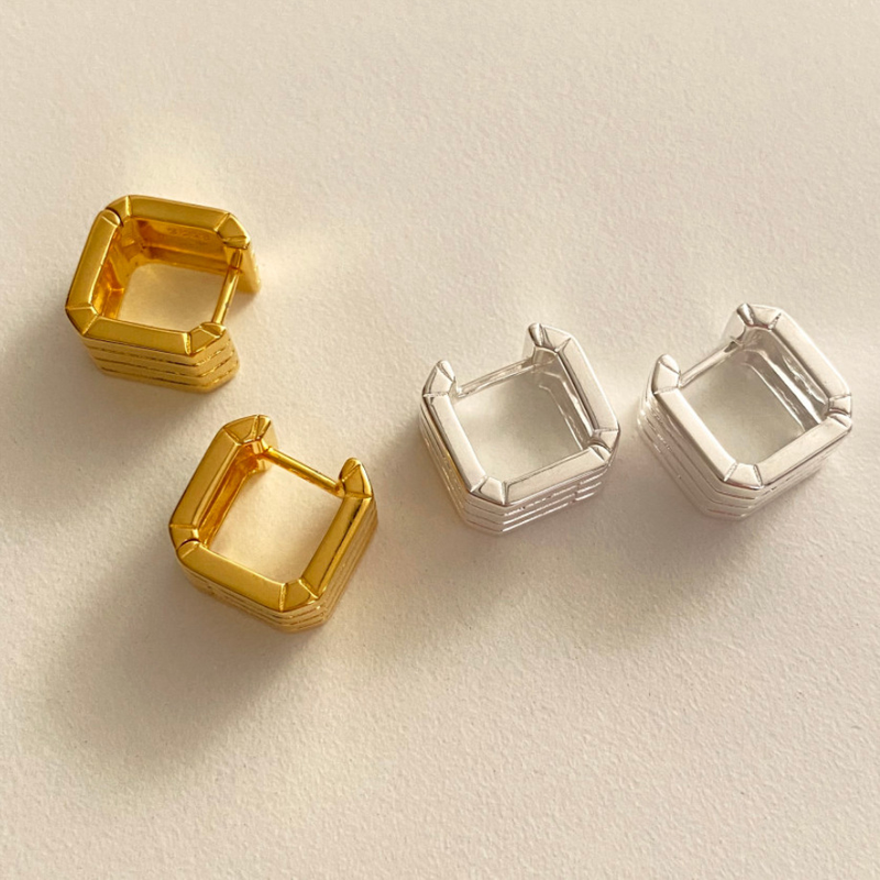 Sterling VENUS Sier Geometry Block Orecchini a righe per donne Ragazza Regalo per feste Semplice ufficio INS Gioielli Dr_voghion.com
