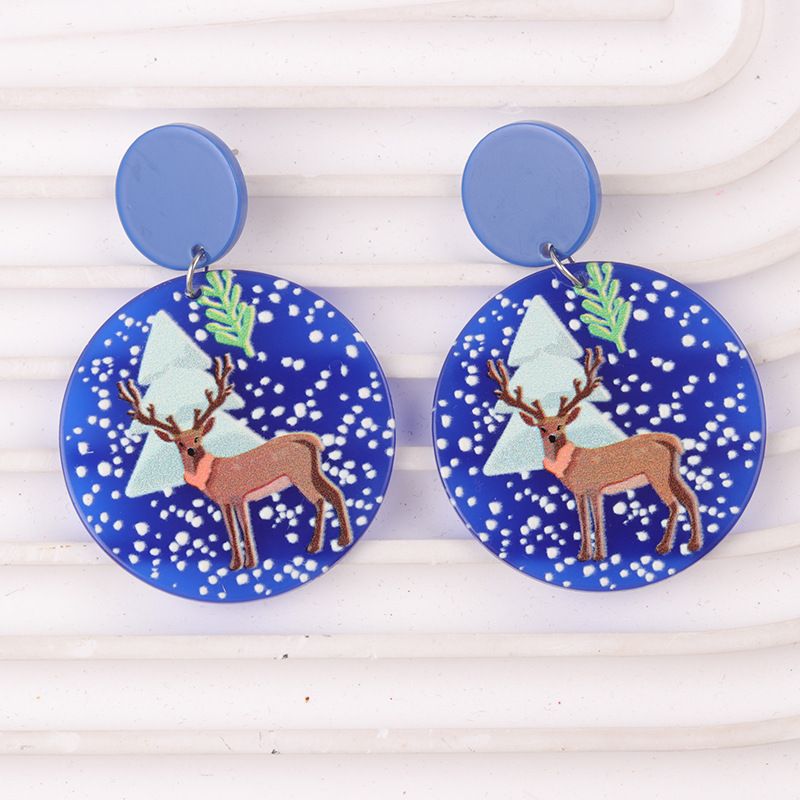 Nieuwjaarsrendier Kerstboom Sneeuwpop Acryl Studs Geometrische Druppel Oorbellen Sieraden Voor Vrouwen_voghion.com