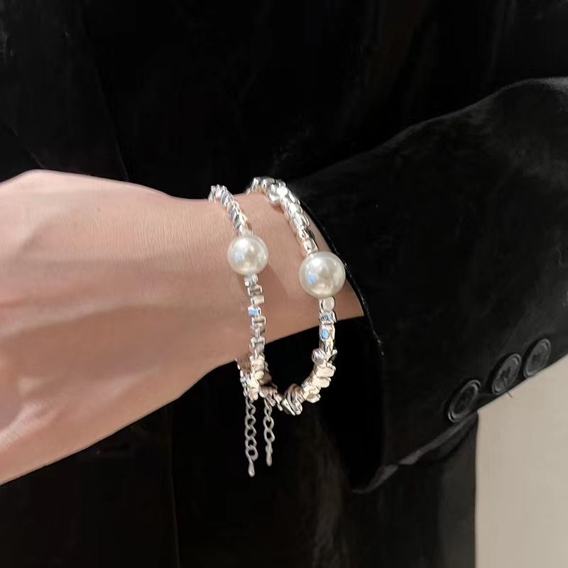 Designer Fashion Personality Heavy Craft Silver Fragment Pearl Bracelet For Women Niche Ins Versatile Trendy Jewelry New_voghion.com