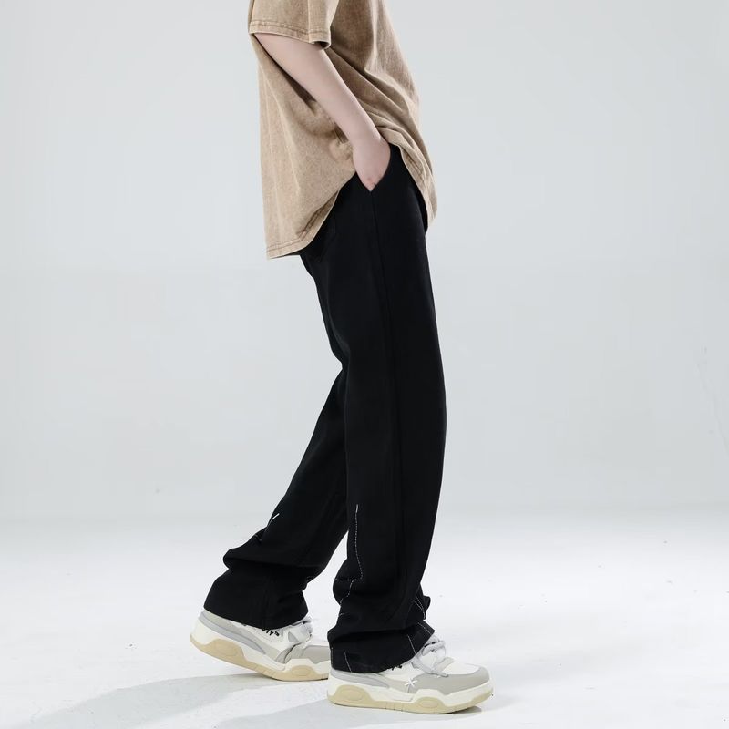 Gerade geschnittene Jeans im amerikanischen Stil für Herren, Sommer, Straße, lässig, vielseitig, lockere Hose mit weitem Bein_voghion.com