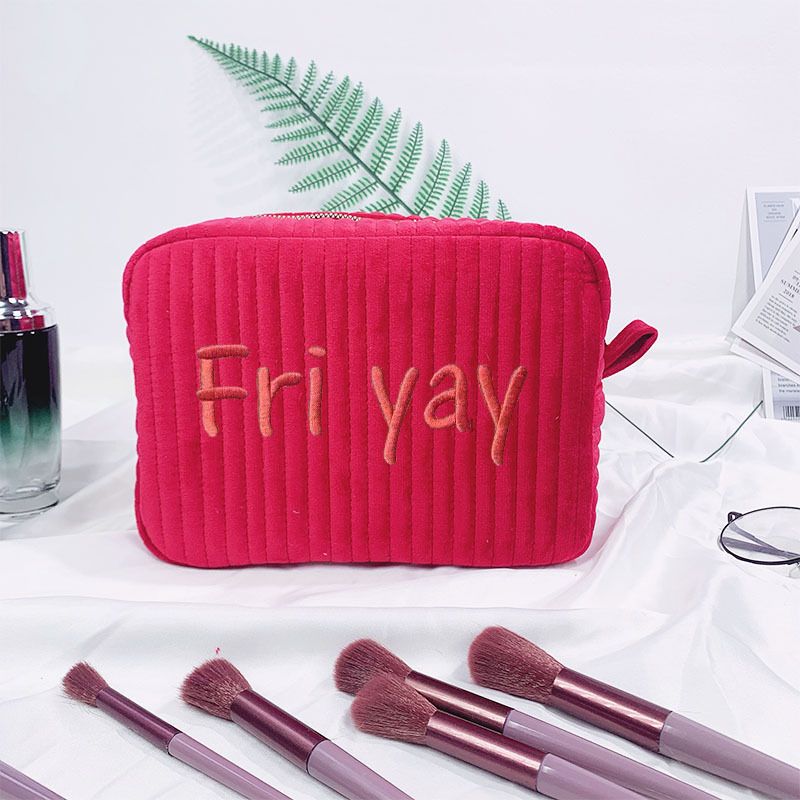 Make-up-Tools & Zubehör Gesteppte gestreifte Kosmetiktasche Flanell-Baumwolle Kosmetik-Aufbewahrungs-Clutch-Tasche Make-up-Zubehör-Aufbewahrungstasche_voghion.com