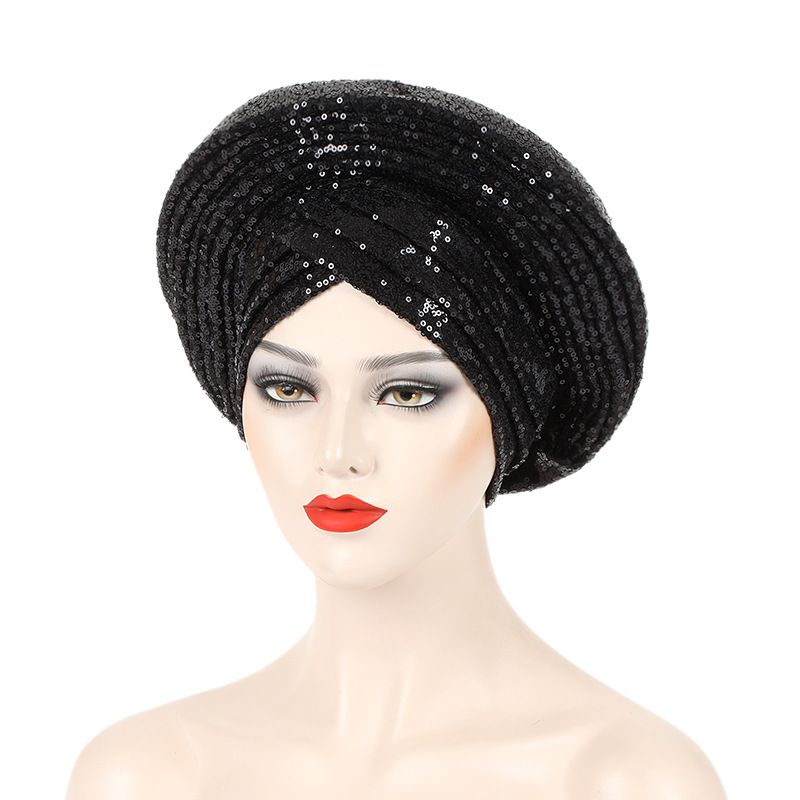 vendita calda paillettes pesanti laminate cappello da donna con croce sulla fronte cappello africano cappello musulmano_voghion.com