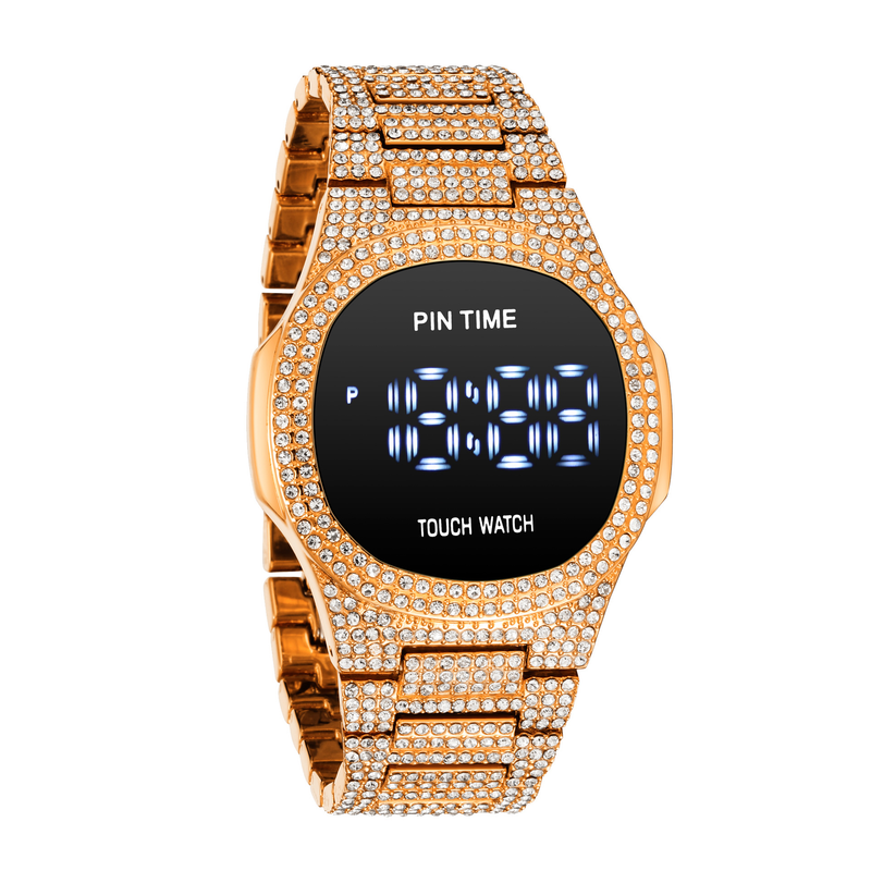 Luxuriöse, minimalistische Digitaluhr für Herren mit Diamantakzenten – wasserdichte Quarzuhr für Business und Freizeit – Roségold, Silber, Gold, Schwarz_voghion.com