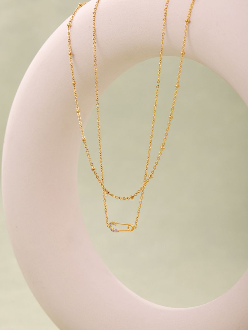 Set di gioielli con spilla in zircone, collana doppia, braccialetto delicato, piccolo regalo di gioielli_voghion.com