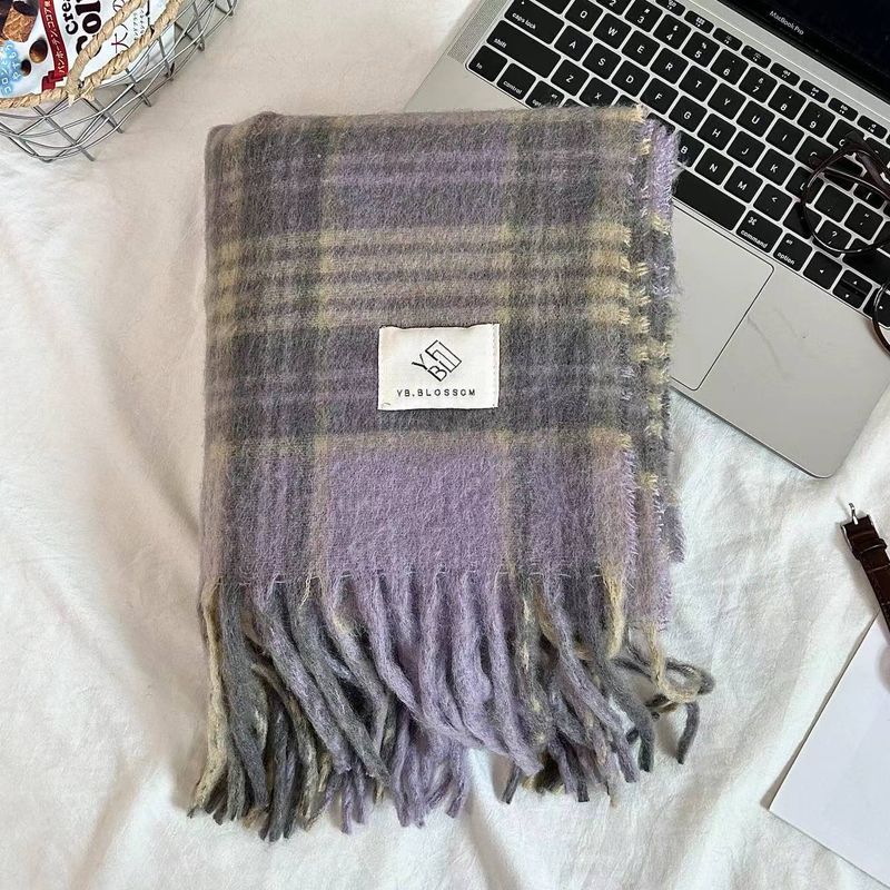 2024 Neuer Mirad Premium-Schal mit Karomuster für Damen im Winter, koreanische Ausgabe, doppelt verwendbar, dicker, warmer Schal_voghion.com