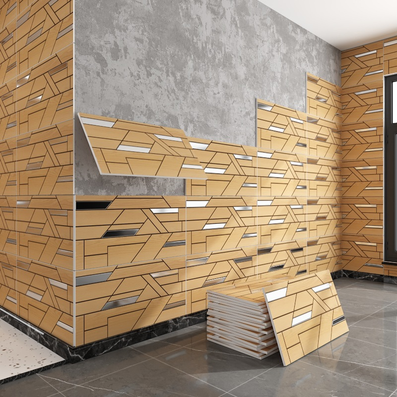Mosaic Wood Grain Aluminum Plastic Board Self-Adhesive Waterproof Moisture-Proof Background Wall_voghion.com