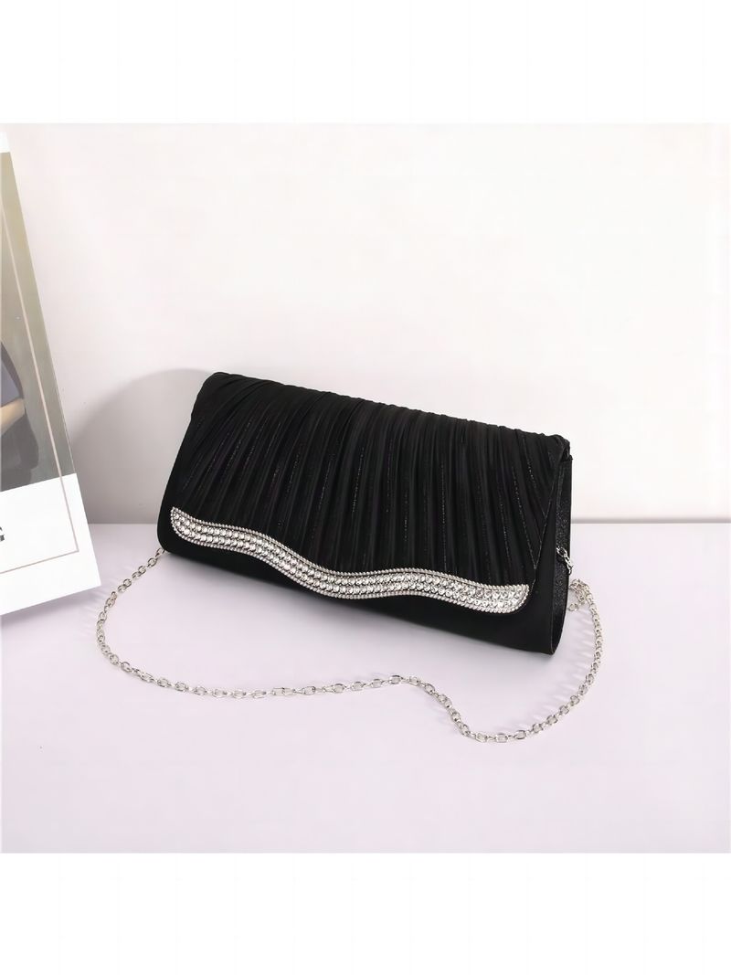 Borsa da banchetto giapponese di grande capacità, in lega di colore pieno, con diamanti, in raso plissettato, da sera, a tracolla, da tenere a mano_voghion.com