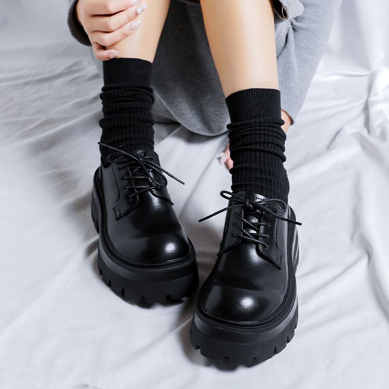 Scarpe casual da uomo Derby Round Head, con plateau alto e testa larga, in pelle, per pendolari, autunno/inverno_voghion.com