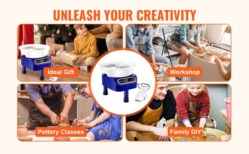 Pottery Wheel, 10 inch Pottery Forming Machine, 350W Electric Wheel for Pottery with Foot Pedal and LCD Touch Screen, Direct Drive Ceramic Wheel with _voghion.com