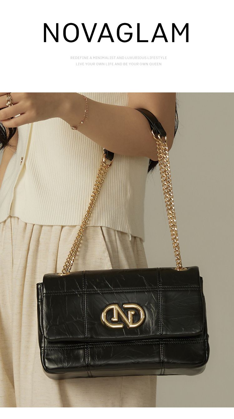 2024 Nuova borsa da donna NOVAGLAM con cuciture, piccola borsa quadrata, tracolla diagonale, borsa a catena, borsa da pendolare con senso avanzato_voghion.com