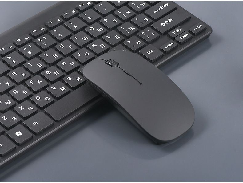 Üben Sie das Tippen Drahtlose Tastatur und Maus Set Mini Standard Russische USB Desktop_voghion.com
