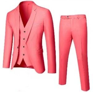 CT Herren Business Casual Hochzeit Bräutigam Smoking Anzug Einfarbig Dreiteiliges Set_voghion.com