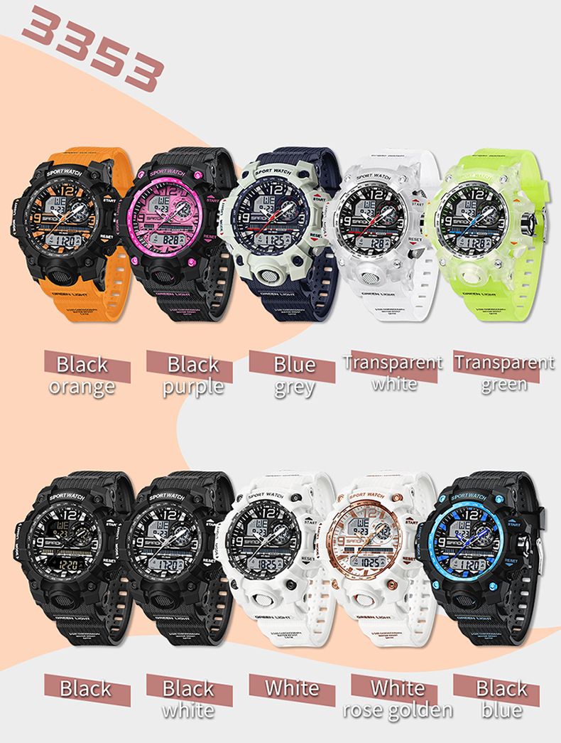Stylish Unisex Digital Sports Watch With Dual Time, Alarm, Waterproof & LED Backlight - Perfect For Daily Wear, Workouts & Outdoor Adventures_voghion.com