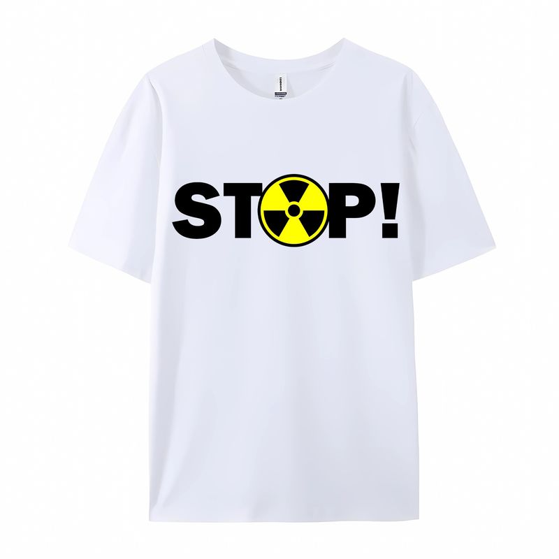 Vêtements pour hommes pollution, radiation nucléaire, eaux usées nucléaires, essais nucléaires, design créatif, col rond imprimé, t-shirt décontracté à manches courtes_voghion.com