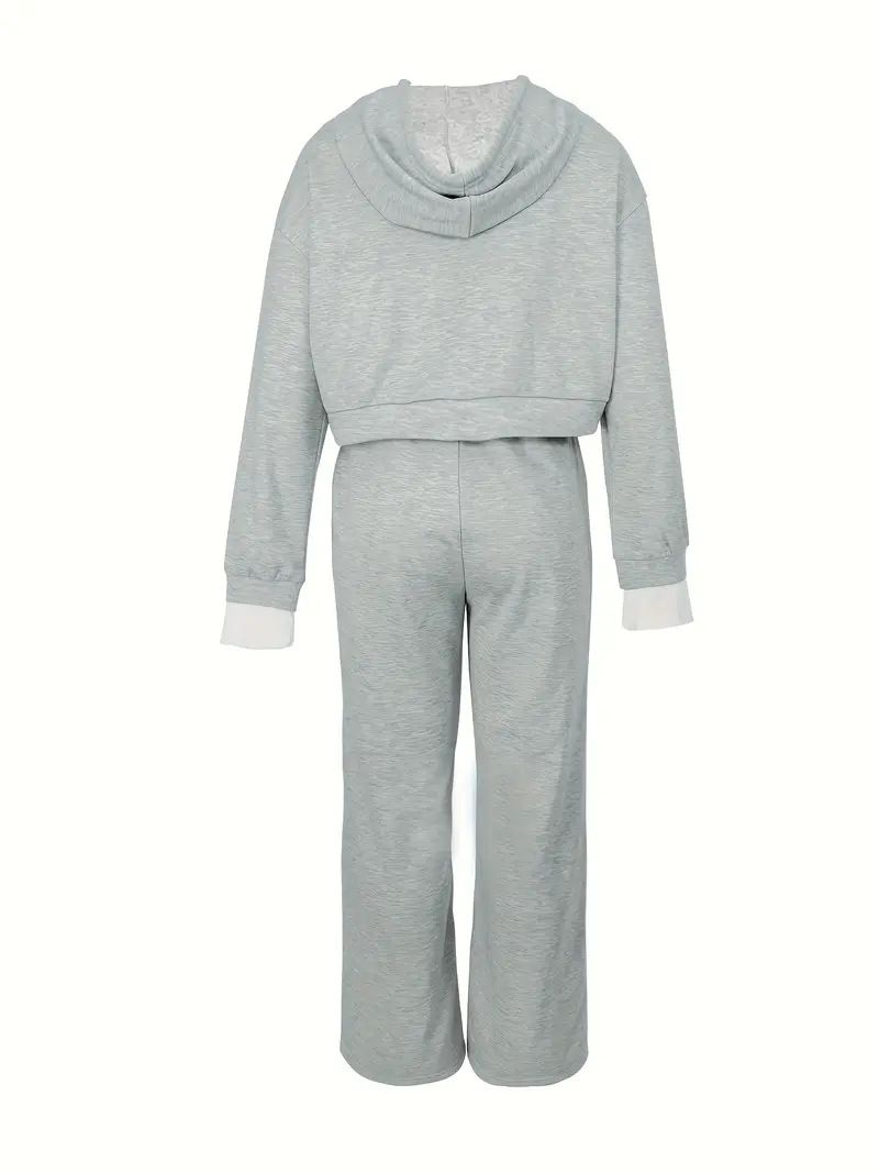Abbigliamento da donna, completo sportivo casual, autunno e inverno, completo casual da salotto invernale con felpa lunga foderata in pile e pantaloni a gamba larga, completo in due pezzi con stampa_voghion.com