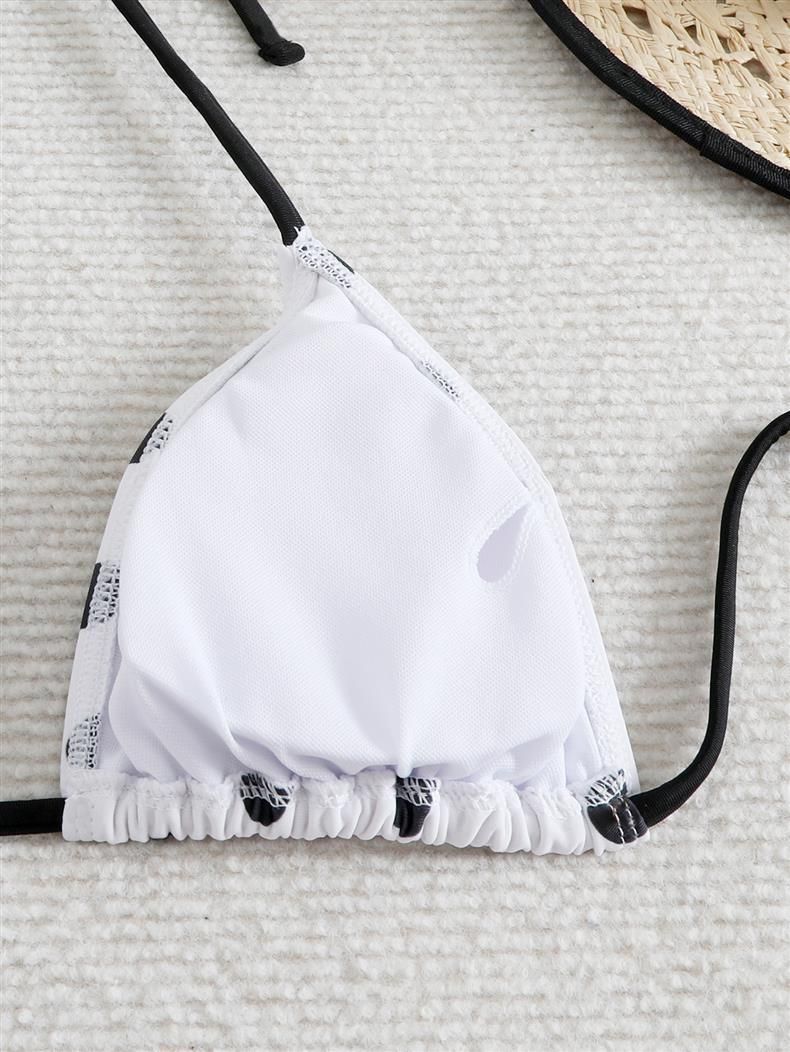 Ženska oblačila Novi retro bikini z vezalkami in ovratnikom, razcepljenim trikotnikom_voghion.com