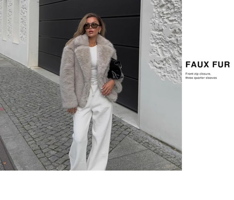 Cappotto in pelliccia sintetica di lusso per donna - Giacca invernale calda e alla moda oversize con collo a scialle, capospalla in peluche morbido ed ecologico_voghion.com