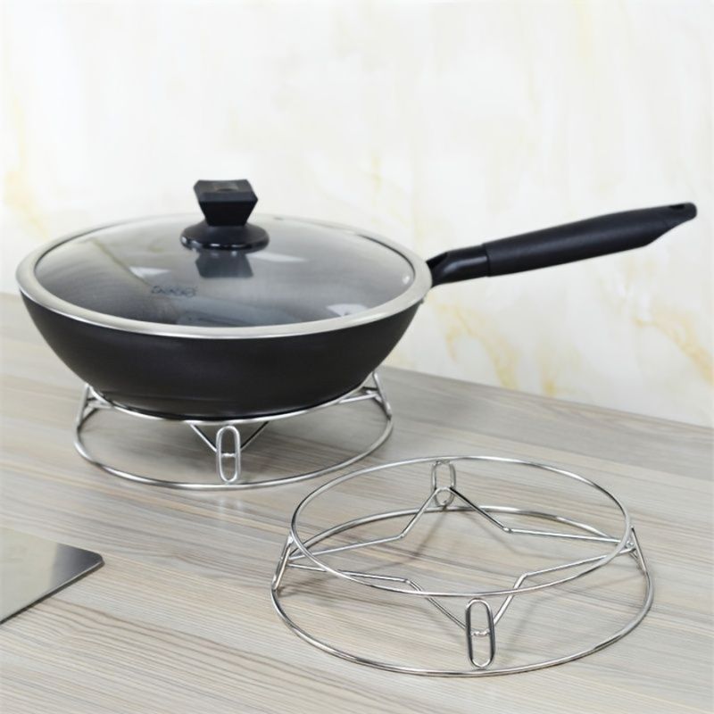 Supporto isolante in acciaio da cucina per pentole; Supporto per vapore in acciaio inox antiscottatura per pentole 1 pz; Cuscinetto; Calore_voghion.com