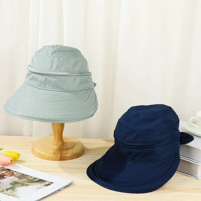 Women Ladies Anti-UV Summer Visor Sun Hat Wide Brim Beach Hat Outdoor Cap_voghion.com