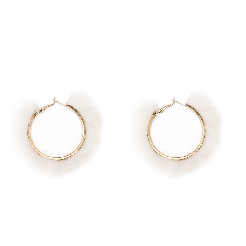 Nuovo orecchio, orecchini a bottone con capelli di visone autunno e inverno, temperamento esagerato da donna, accessori per maglioni a vento freddo,_voghion.com