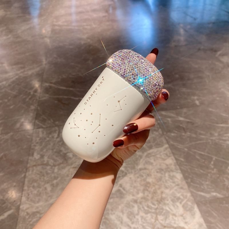 Eleganter isolierter Becher im koreanischen Diamant-Stil – Innenschicht aus Edelstahl 304, kompakt und stilvoll (perfekt zum Verschenken, fürs Büro und auf Reisen)_voghion.com