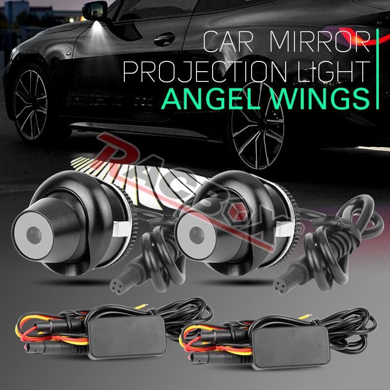 LED Car Door Welcome Lights Rearview Mirror Projector Lamp Decoration Ambient Lamps Angel Wings Light Accessories_voghion.com