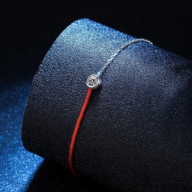Bransoletka z czystego srebra platerowanego znakiem zodiaku French Lucky Single Diamond 30 Carat Moissanite_voghion.com