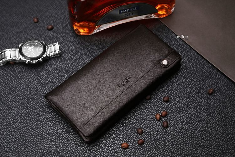 Premium men's leather wallet, cowhide long style men's ticket clip, zipper men's wallet, Korean soft leather wallet_voghion.com