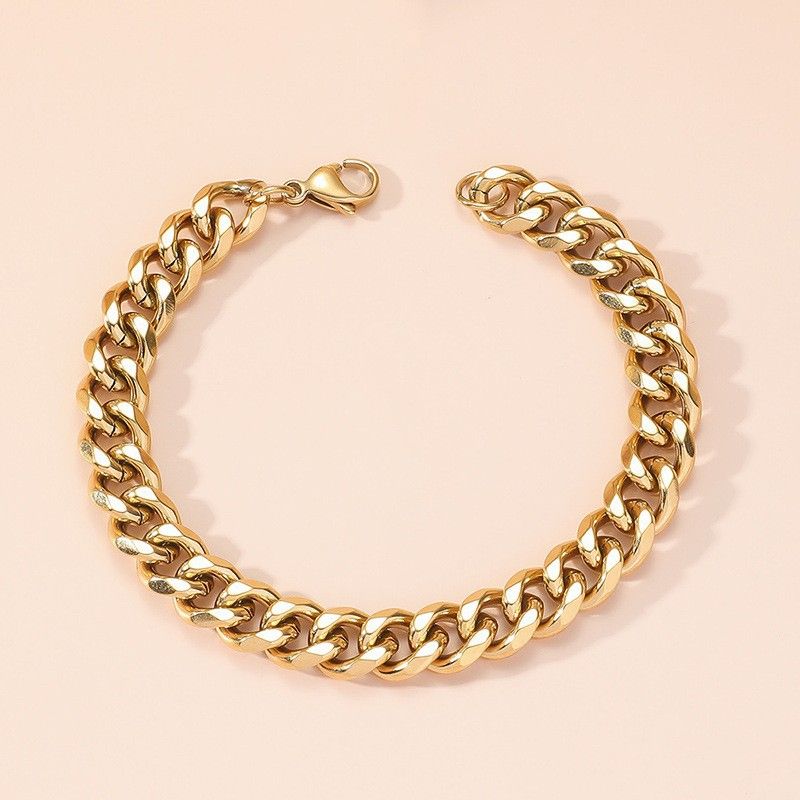 Bracciale da uomo con catena cubana in titanio, gioielli hip hop alla moda, accessori per le mani in acciaio inossidabile, semplici e alla moda_voghion.com