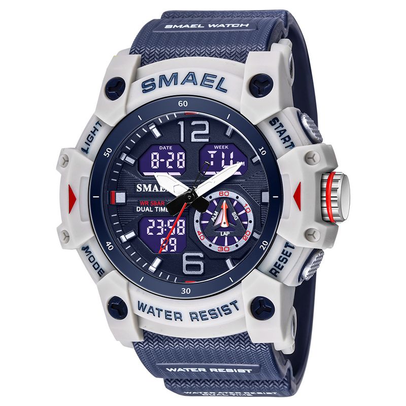 SMAEL Smart New Outdoor Transparent Watch Men's Outdoor Cool Dual Display Waterproof Glow Electronic Watch_voghion.com